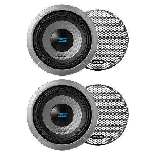 Alpine (2) S2-W8D4 8" S-Series Dual 4 Ohm Car Subwoofer & (2) KTE-8G.3 Grille Bundle