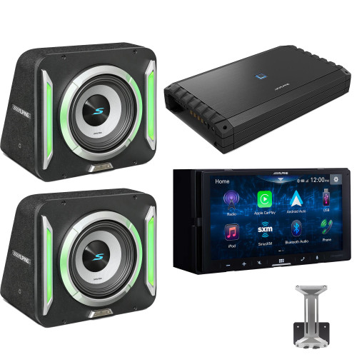 Alpine ILX-W670 Receiver & (2) S2-SB10 PrismaLink™ S2-Series sealed 10" subwoofer with Built-In RGB lighting & S2-A120M Amplifier Bundle