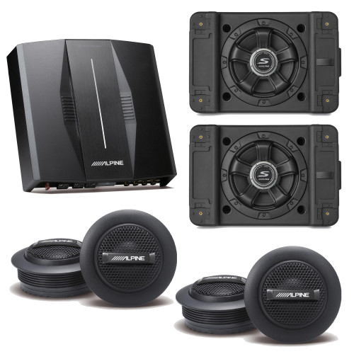 Alpine PXE-C80-88 OPTIM8 8-Channel Hi-Res Digital Sound Processor Amplifier w/ (2) SS-SB10 Subwoofer, (2) S-S10TW 1" Silk Dome Tweeter Set Bundle