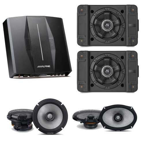 Alpine PXE-C80-88 OPTIM8 8-Channel Hi-Res Digital Sound Processor Amplifier w/ (2) SS-SB10 Subwoofer, R2-S65 & R2-S69 Bundle