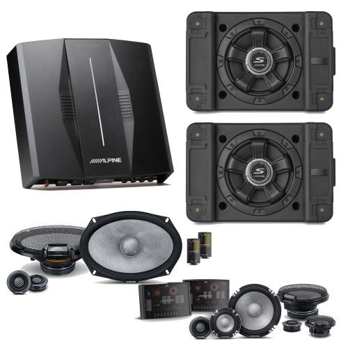 Alpine PXE-C80-88 OPTIM8 8-Channel Hi-Res Digital Sound Processor Amplifier w/ (2) SS-SB12 Subwoofer, R2-S653 & R2-S69C Bundle