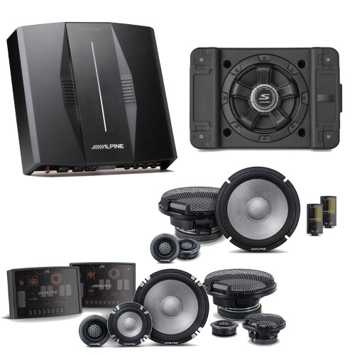 Alpine PXE-C80-88 OPTIM8 8-Channel Hi-Res Digital Sound Processor Amplifier w/ SS-SB12 Subwoofer, R2-S653 & R2-S65C Bundle