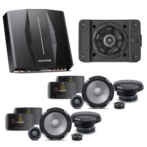 Alpine PXE-C80-88 OPTIM8 8-Channel Hi-Res Digital Sound Processor Amplifier w/ SS-SB12 Subwoofer, (2) R2-S652 Bundle