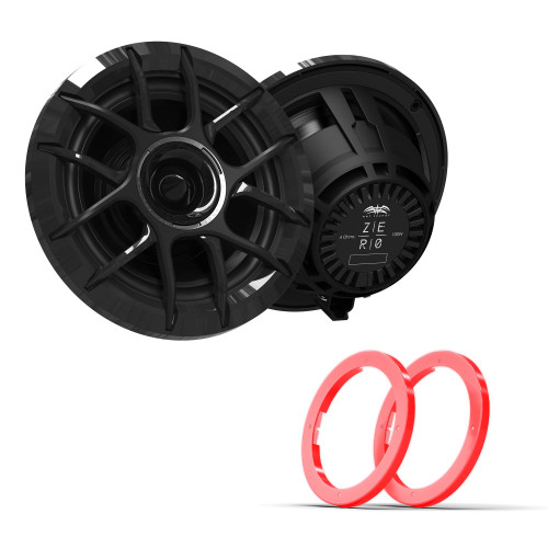 Wet Sounds ZERO Series - ZERO-6-XZ-B Black 6.5" Neodymium Powersport & Marine Speakers w/ Horn-Loaded Titanium Tweeters, Pair with Wet Sounds LED KIT 6-RGB ZR - RGB LED Ring Kit for Zero Series 6.5" Coaxial Speakers - Sold as a Pair