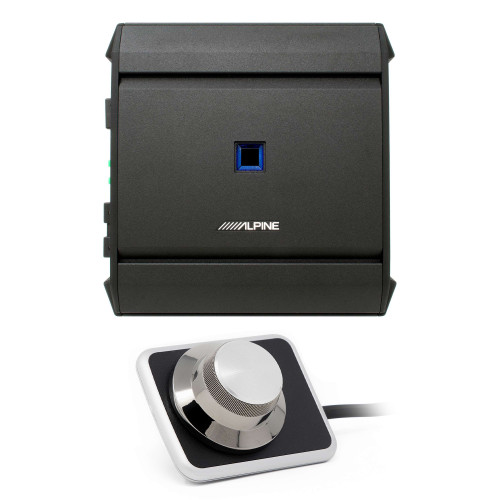 Alpine S-A60M S-Series mono subwoofer amplifier 600 watts RMS x 1 at 2 ohms with RUX-H01 Bass Knob