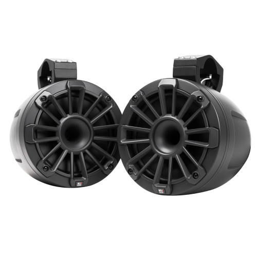 MB Quart NHT2-116 Nautic 6.5 Inch Marine Compression Horn Tower Speakers. Black, Silver and White Grills Included - Used, Open Box