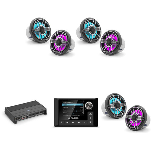 JL Audio MM105 & XDM600/6 w/ (3) M6-880X-S-Gmti-i, RGB LED, Gunmetal & Titanium Sport Grille Speakers