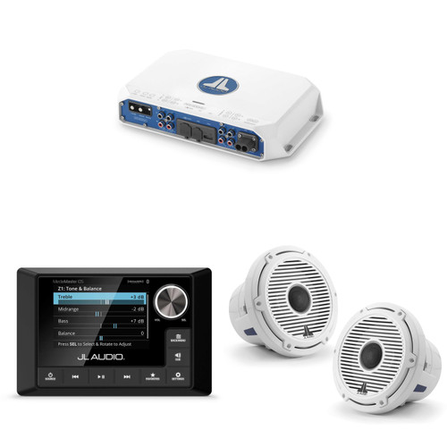 JL Audio MM105 & MV400/4i w/ M6-880X-C-GwGw 8.8, White Classic Grille Speakers