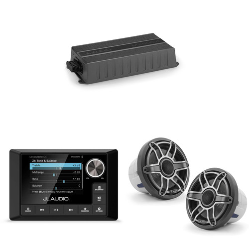 JL Audio MM105 & MX500/4 w/ M6-880X-S-Gmti, Gunmetal & Titanium Sport Grille Speakers