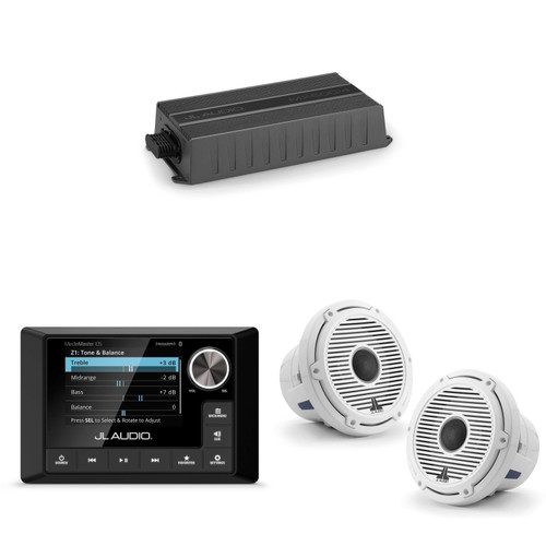 JL Audio MM105 & MX500/4 w/ M6-880X-C-GwGw 8.8, White Classic Grille Speakers