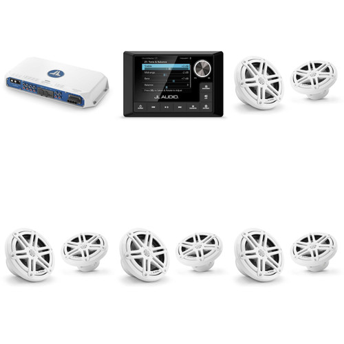 JL Audio MM105 & MV800/8i w/ (4) M3-650X-S-Gw 6.5 Sport Grill White Speakers