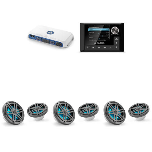 JL Audio MM105 & MV600/6i w/ (3) M3-650X-S-Gm-i LED 6.5 Sport Grill Gunmetal Speakers