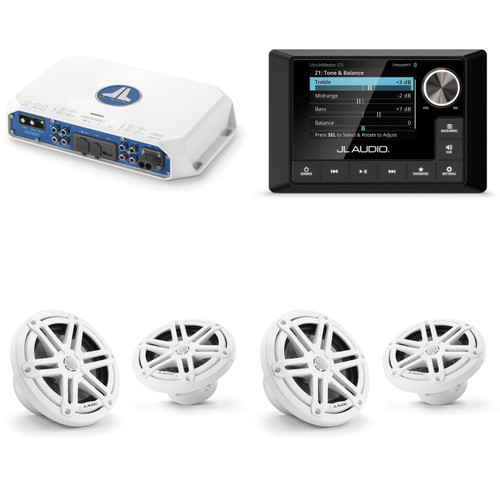 JL Audio MM105 & MV400/4i w/ (2) M3-650X-S-Gw 6.5 Sport Grill White Speakers