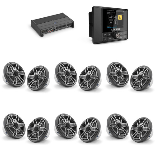 JL Audio MM50 & XDM600/6 w/ (6) M6-650X-S-Gmti, Gunmetal & Titanium Sport Grille Speakers