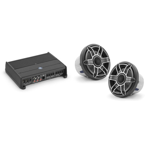 JL Audio XDM400/4 w/ M6-880X-S-Gmti, Gunmetal & Titanium Sport Grille Speakers