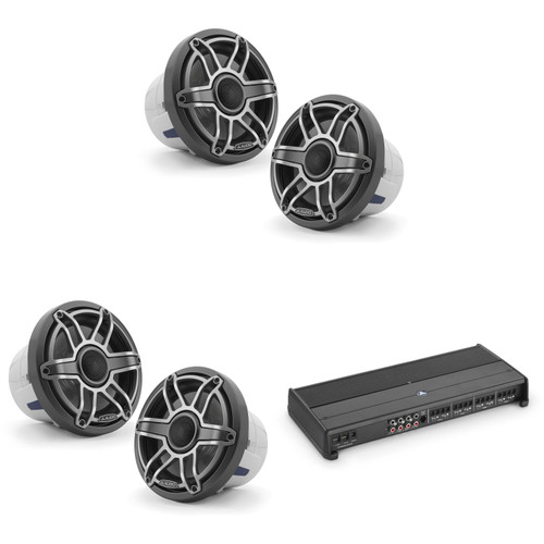 JL Audio XDM800/8 w/ (2) M6-880X-S-Gmti, Gunmetal & Titanium Sport Grille Speakers
