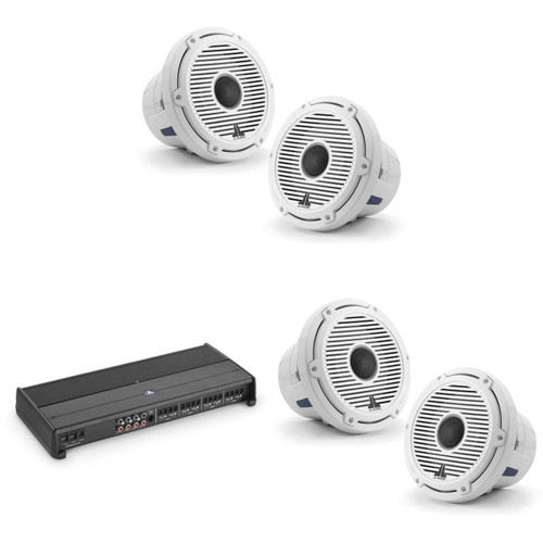 JL Audio XDM800/8 w/ (2) M6-880X-C-GwGw 8.8, White Classic Grille Speakers