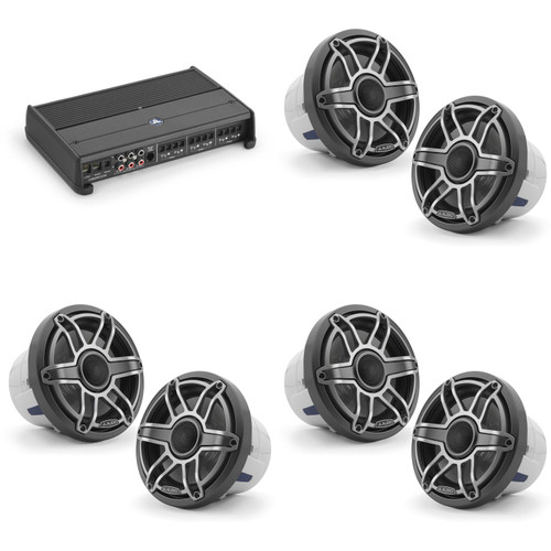 JL Audio XDM600/6 w/ (3) M6-880X-S-Gmti, Gunmetal & Titanium Sport Grille Speakers