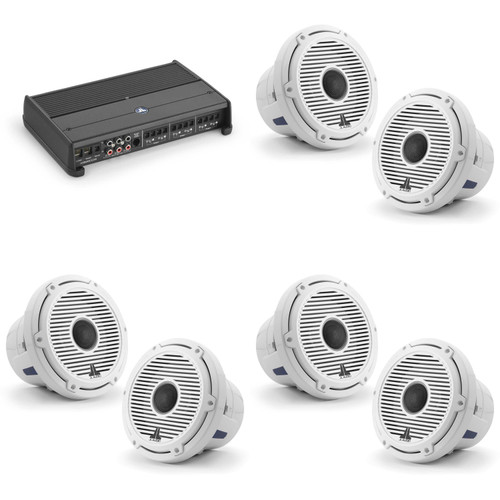 JL Audio XDM600/6 w/ (3) M6-880X-C-GwGw 8.8, White Classic Grille Speakers