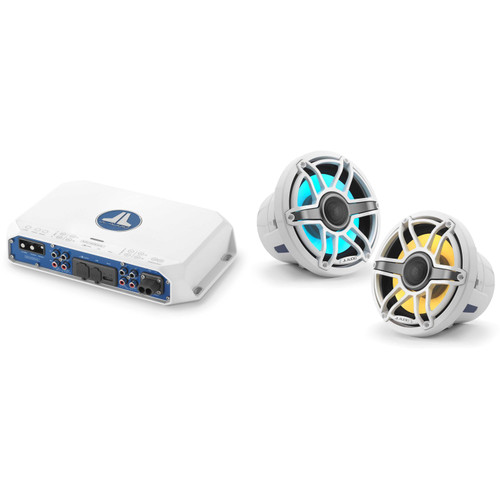 JL Audio MV400/4i w/ M6-880X-S-GwGw-i, RGB LED Gloss White, Sport Grille Speakers