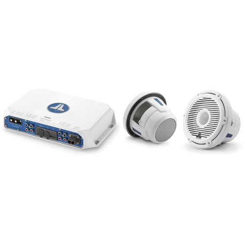 JL Audio MV400/4i w/ M6-880X-C-3Gw 8.8, Gloss White, White Tweeter, Classic Grille Speakers
