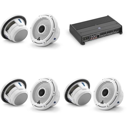 JL Audio XDM600/6 w/ (3) M6-770X-C-GwGw 7.7, White Classic Grille Speakers
