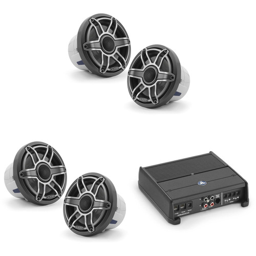 JL Audio XDM200/2 w/ (2) M6-880X-S-Gmti, Gunmetal & Titanium Sport Grille Speakers