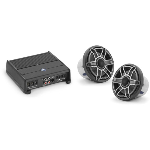 JL Audio XDM200/2 w/ M6-880X-S-Gmti, Gunmetal & Titanium Sport Grille Speakers