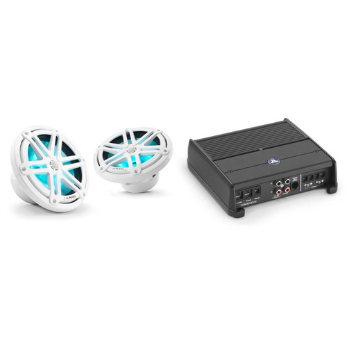 JL Audio XDM200/2 w/ M3-770X-S-Gw-i RGB LED 7.7 Sport Grill White Speakers