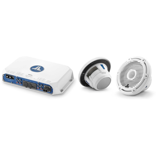 JL Audio MV400/4i w/ M6-650X-C-3Gw 6.5, Gloss White, White Tweeter, Classic Grille Speakers