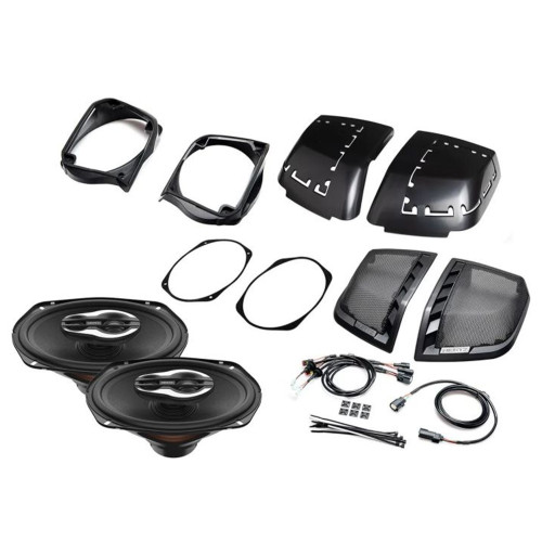 Hertz HD14H6X9 Saddle Bag Lid Kit with HBH14 Harness and SX690 NEO 6X9 Speakers