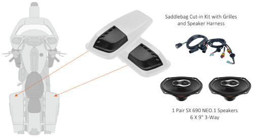 Hertz HD14H 6x9: For 2014 - 2023 Saddle Bag Lid Kit with Speaker