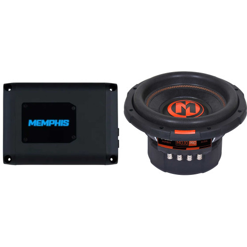 Memphis Audio PRX800.1V2 Monoblock Subwoofer Amplifier and MJP1022 MOJO Pro Series 10" Component Subwoofer With Dual 2-ohm Voice Coils