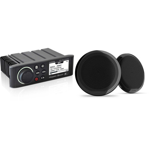 Fusion MS-RA70NSX Marine Entertainment System with Bluetooth, NMEA 2000, and Sirius/Xm Ready with Bluetooth with Fusion 1 Pair EL-F653B EL Series 6.5" 2-Way Marine Coax - Black Classic Grill
