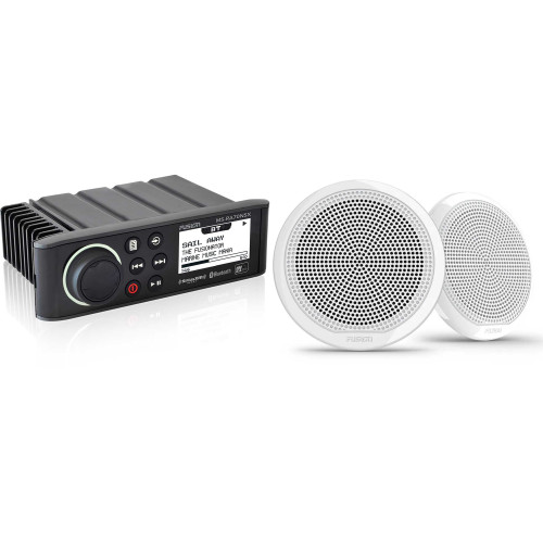 Fusion MS-RA70NSX Marine Entertainment System with Bluetooth, NMEA 2000, and Sirius/Xm Ready with Bluetooth with Fusion 1 Pair EL-F653W EL Series 6.5" 2-Way Marine Coax - White Classic Grill