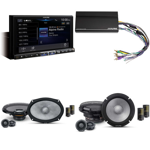 Alpine ILX-507 7-Inch Multimedia Receiver w/ KTA-450 Powerpack Amp & 6.5" & 6x9" R2 Speaker Bundle - R2-S65C 2-Way Comp. Set & a Pair of R2-S69C Compatible with Apple CarPlay & Android Auto