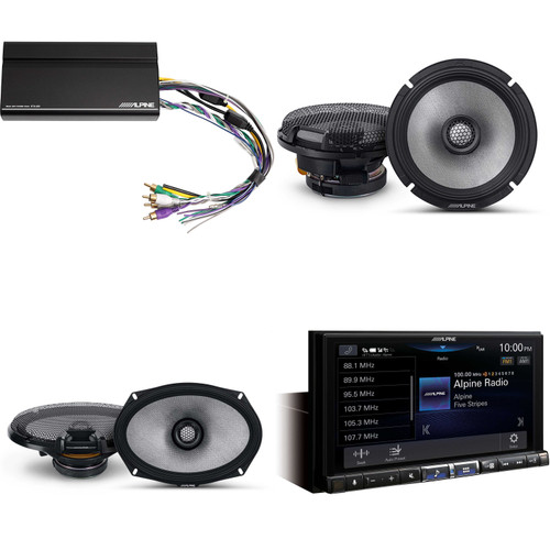 Alpine ILX-507 7-Inch Multimedia Receiver w/ KTA-450 Powerpack Amp & 6.5" & 6x9" R2 Speaker Bundle - R2-S65 & a Pair of R2-S69 Compatible with Apple CarPlay & Android Auto