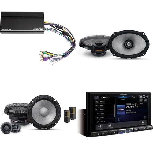 Alpine ILX-507 7-Inch Multimedia Receiver w/ KTA-450 Powerpack Amp & 6.5" & 6x9" R2 Speaker Bundle - R2-S65C 2-Way Comp. Set & a Pair of R2-S69 Compatible with Apple CarPlay & Android Auto