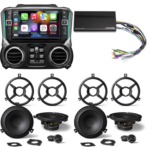 Alpine i509-WRA-JK In Dash 07-17 Wrangler w/ (2 pair ) SPV-65X-WRA Speakers & Power Pack Compatible with 2011-2018 Wrangler JK