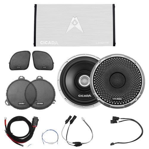 Cicada Audio CXCX-4X2 - 4-Channel Coaxial Amplifier & 2 Speaker Coaxial Speaker System