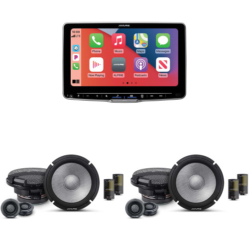 Alpine ILX-F509 Halo9 9" Multimedia Touchscreen Receiver w/ (2) R2-S65C 6.5" Comp Bundle