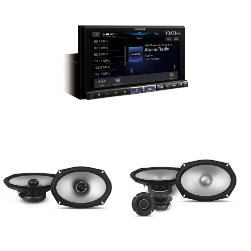 Alpine iLX-507 7" Multimedia Receiver Wireless Apple CarPlay & Wireless Android Auto & 1 Pair Alpine S2-S69 Type S 6x9 Coax Speakers and 1 Pair S2-S69C Type S 6x9 Component Speakers