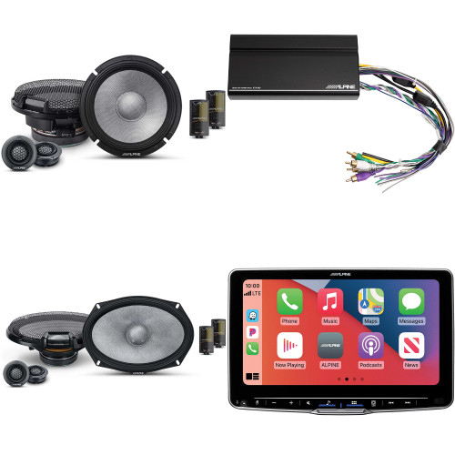 Alpine ILX-F509 Halo9 9" Multimedia Touchscreen Receiver w/ KTA-450 Powerpack Amp & 6.5" & 6x9" R2 Speaker Bundle - R2-S65C 2-Way Comp. Set & a Pair of R2-S69C