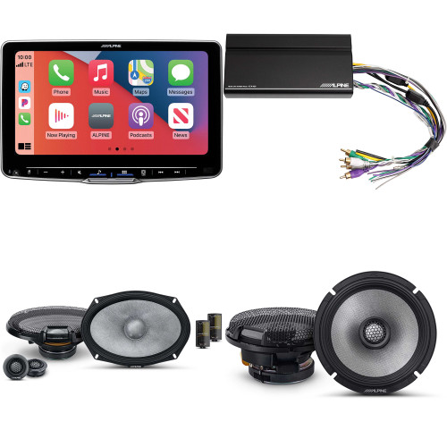 Alpine ILX-F509 Halo9 9" Multimedia Touchscreen Receiver w/ R2-S69C 6x9" Comp & R2-S65 6.5" Coaxial Bundle w/ Power Pack