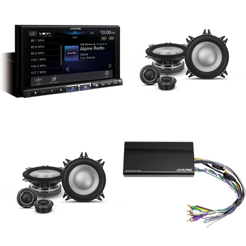 Alpine iLX-507 7" Multimedia Receiver Wireless Apple CarPlay & Wireless Android Auto & 2 Pairs Alpine S2-S40C Type S 4" Component Speakers w/ Power Pack