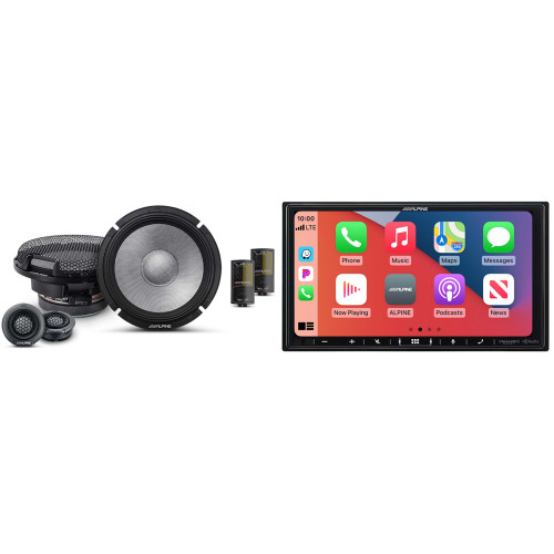 Alpine iLX-407 7-Inch Multimedia Receiver Apple Carplay and Android Auto w/ R2-S65C 6.5" Comp Bundle