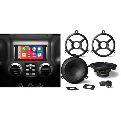 Alpine i407-WRA-JK In Dash 07-17 Wrangler w/ SPV-65X-WRA Speakers Compatible with Apple CarPlay and Android Auto for Wrangler 2007-2017