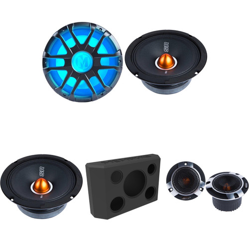Memphis MM1024 10" Marine Subwoofer and SRXPT SRX 4" Pro Tweeters and SRXP62V2 SRX Pro 6.5" with All-In-One enclosure Compatible with Ford bronco tailgate