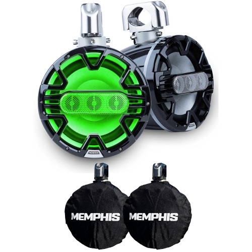 Memphis Audio 1 Pair of MM84TB 8" Black Tower Array Speakers with MM84TCVR Outdoor cover