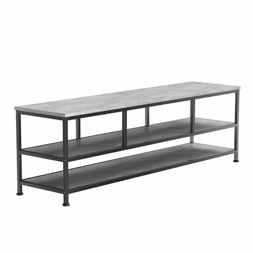 ErgoAV ERTFL5-01BC - Large TV Stand with Black Metal Frame and Concrete Shelves